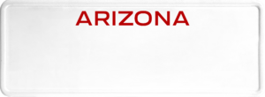 USA license plate Arizona red text