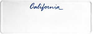 USA license plate California blue text