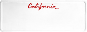 USA license plate California red text