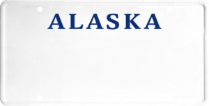 USA license plate Alaska 2 blue text