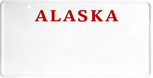 USA license plate Alaska 2 red text