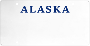 USA license plate Alaska 2 blue text