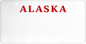 USA license plate Alaska 2 red text