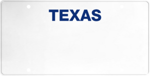 USA license plate Texas blue text