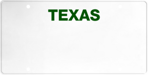 USA license plate Texas green text