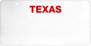 USA license plate Texas red text