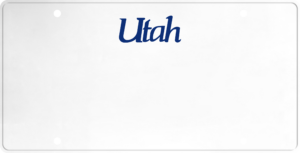 USA license plate Utah blue text