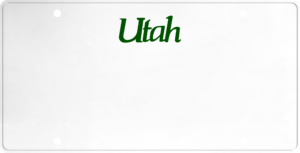 USA license plate Utah green text