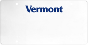 USA license plate Vermont blue text