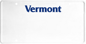 USA license plate Vermont blue text