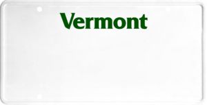 USA license plate Vermont green text