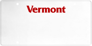 USA license plate Vermont red text