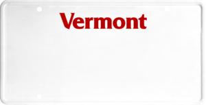 USA license plate Vermont red text