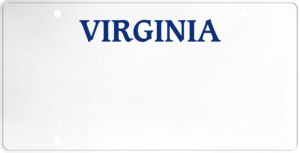 USA license plate Virginia blue text