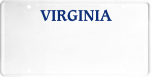 USA license plate Virginia blue text