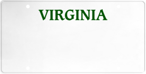USA license plate Virginia green text