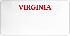 USA license plate Virginia red text