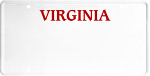 USA license plate Virginia red text