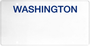 USA license plate Washington blue text
