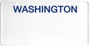 USA license plate Washington blue text