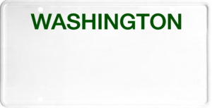 USA license plate Washington green text
