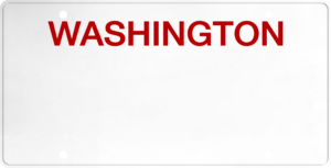 USA license plate Washington red text