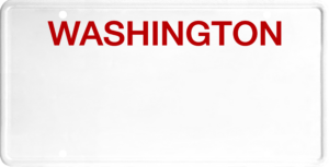 USA license plate Washington red text