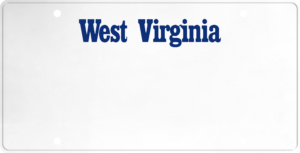 USA license plate West Virginia blue text