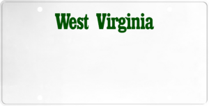 USA license plate West Virginia green text