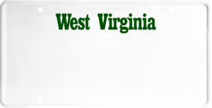 USA license plate West Virginia green text