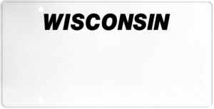 USA license plate Wisconsin black text