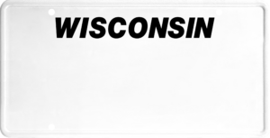 USA license plate Wisconsin black text