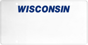 USA license plate Wisconsin blue text
