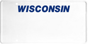 USA license plate Wisconsin blue text