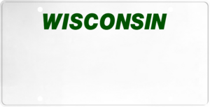 USA license plate Wisconsin green text