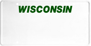USA license plate Wisconsin green text
