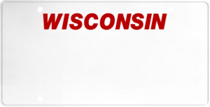 USA license plate Wisconsin red text