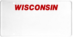 USA license plate Wisconsin red text