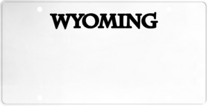 USA license plate Wyoming black text