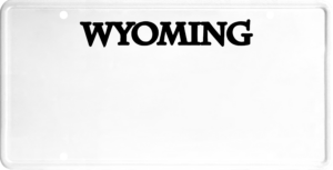 USA license plate Wyoming black text