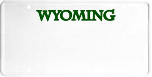 USA license plate Wyoming green text