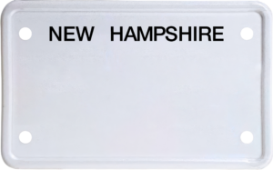 USA license plate New Hampshire black text