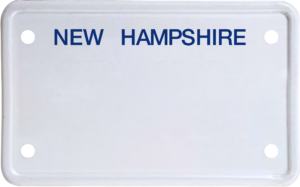 USA license plate New Hampshire blue text