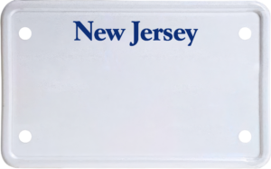 USA license plate New Jersey blue text
