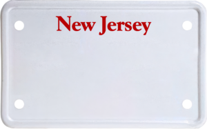 USA license plate New Jersey red text