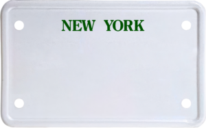 USA license plate New York green text