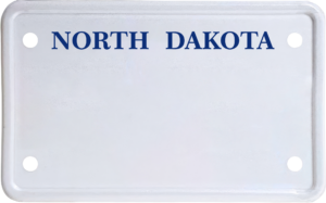 USA license plate North Dakota blue text