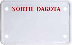 USA license plate North Dakota red text