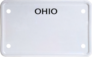 USA license plate Ohio black text