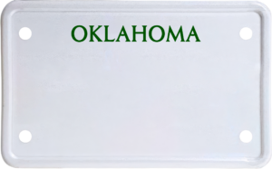 USA license plate Oklahoma green text